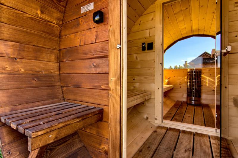 Sauna beczka przy domkach Korona Gór w Białce Tatrzańskiej